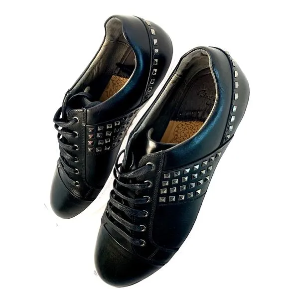Robert Graham Men's Studded Black Leather Sneakers | Sz 9 | NEW with Tags/Box