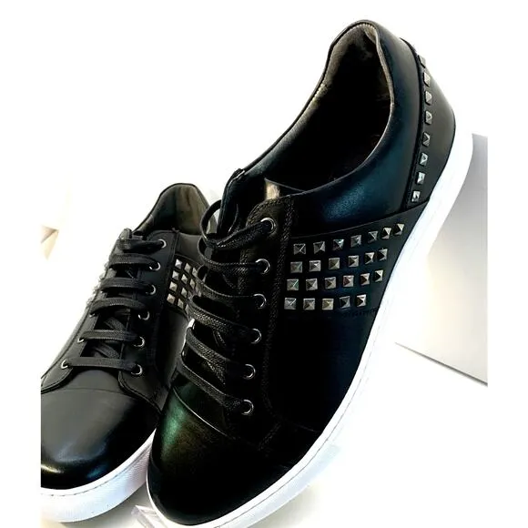 Robert Graham Men's Studded Black Leather Sneakers | Sz 9 | NEW with Tags/Box