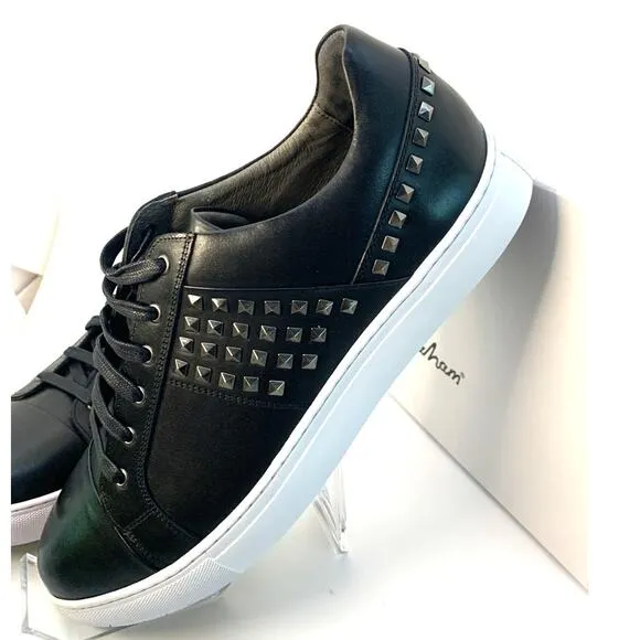 Robert Graham Men's Studded Black Leather Sneakers | Sz 9 | NEW with Tags/Box