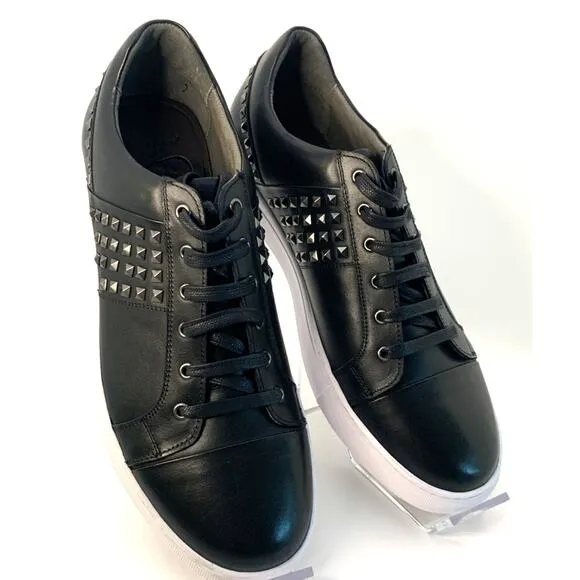 Robert Graham Men's Studded Black Leather Sneakers | Sz 9 | NEW with Tags/Box