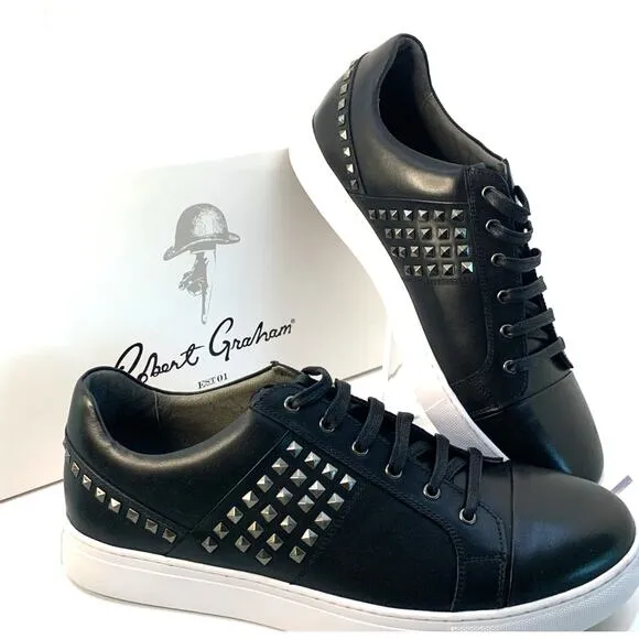 Robert Graham Men's Studded Black Leather Sneakers | Sz 9 | NEW with Tags/Box