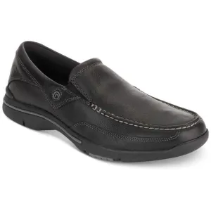 Rockport Mens Eberdon Black Leather Apron Toe Slip On Loafers Shoes New