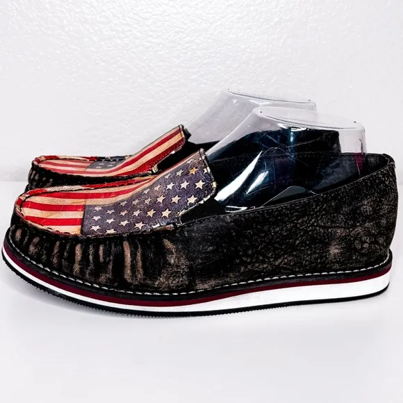 Roper American Flag Americana Distressed‎ Slip On Leather Sneakers Size 7.5