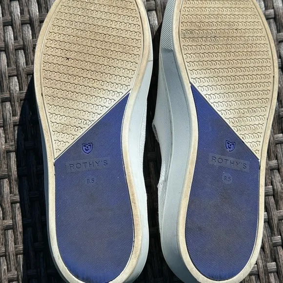 Rothy's White and Blue Loafers Slip-On Shoes