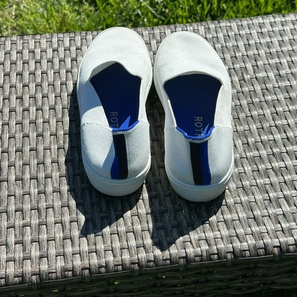 Rothy's White and Blue Loafers Slip-On Shoes
