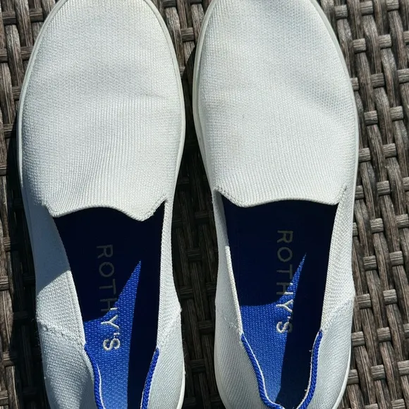Rothy's White and Blue Loafers Slip-On Shoes