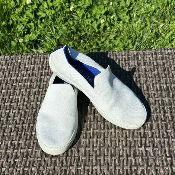Rothy's White and Blue Loafers Slip-On Shoes