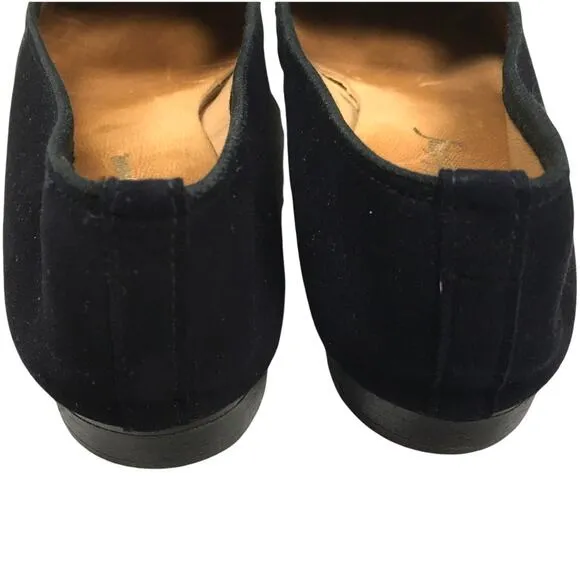 Saks Fifth Avenue Flats Gem Embellished Black Velvet Round Toe Slip On Loafer 7