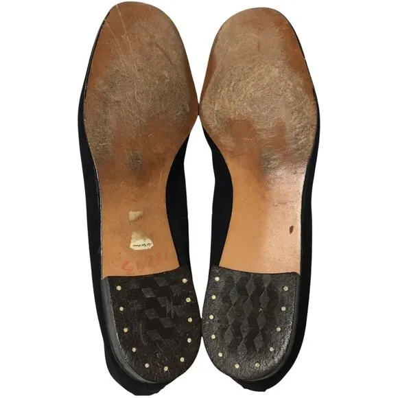 Saks Fifth Avenue Flats Gem Embellished Black Velvet Round Toe Slip On Loafer 7