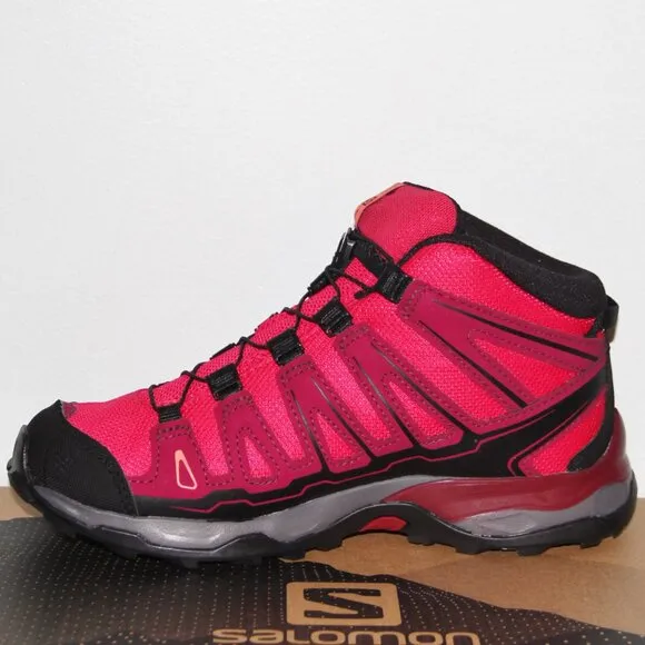 Salomon X-Ultra Mid GTX J Gore-Tex Waterproof Hiking Boots Girls 3 4 5 Pink