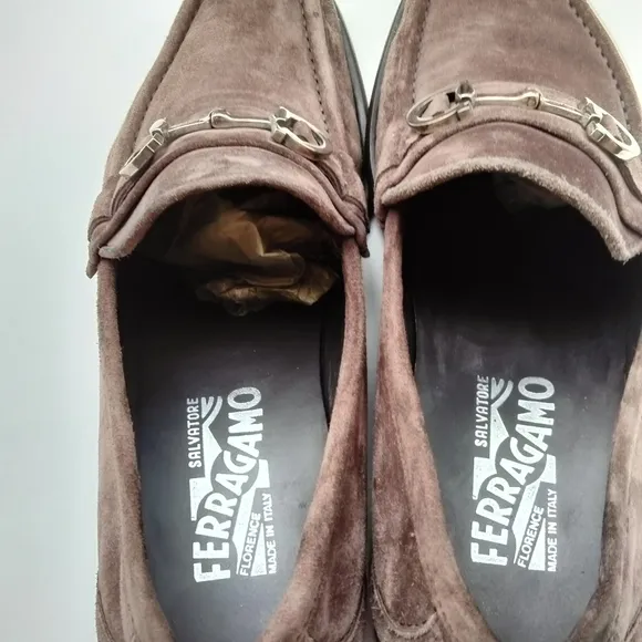 Salvatore Ferragamo Horsebit Suede Loafer Shoes Mens Size 8EE Brown