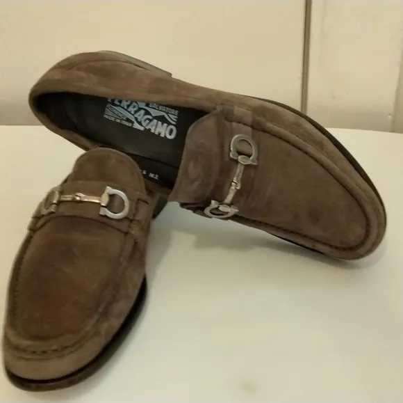 Salvatore Ferragamo Horsebit Suede Loafer Shoes Mens Size 8EE Brown