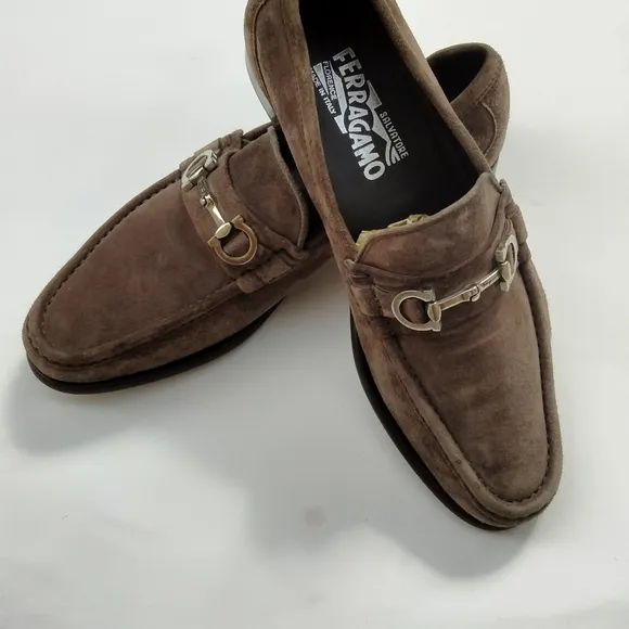 Salvatore Ferragamo Horsebit Suede Loafer Shoes Mens Size 8EE Brown