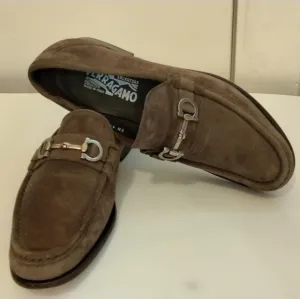 Salvatore Ferragamo Horsebit Suede Loafer Shoes Mens Size 8EE Brown