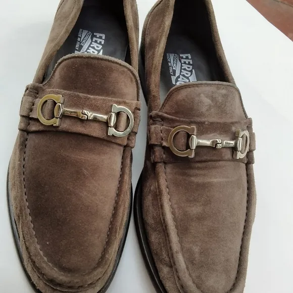 Salvatore Ferragamo Horsebit Suede Loafer Shoes Mens Size 8EE Brown