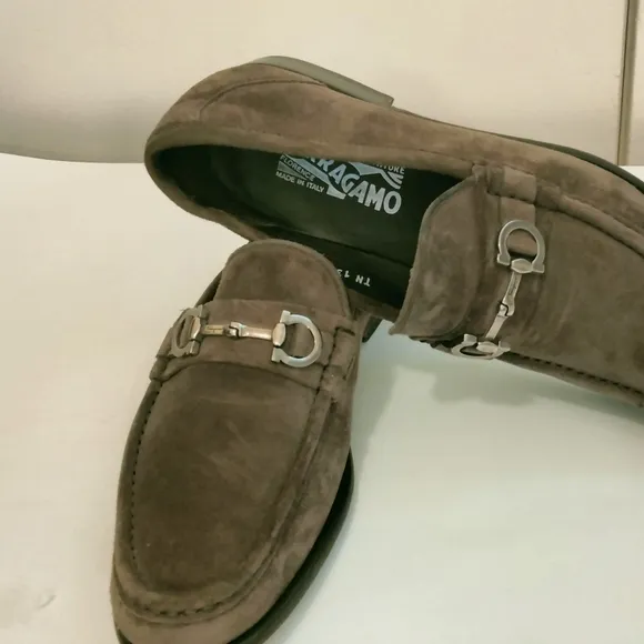 Salvatore Ferragamo Horsebit Suede Loafer Shoes Mens Size 8EE Brown