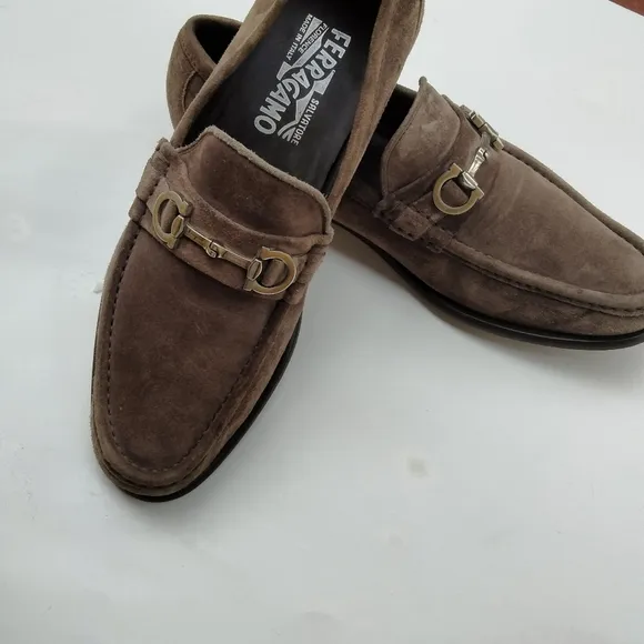 Salvatore Ferragamo Horsebit Suede Loafer Shoes Mens Size 8EE Brown