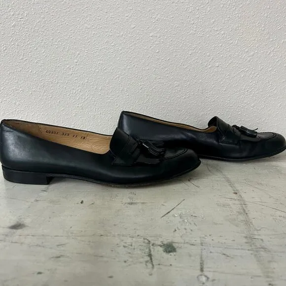 Salvatore Ferragamo leather loafers Kiltie tassel preppy black dress shoes 10 B