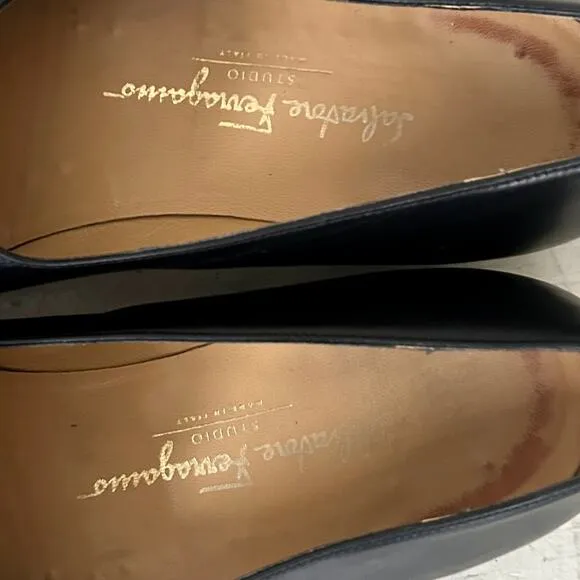 Salvatore Ferragamo leather loafers Kiltie tassel preppy black dress shoes 10 B