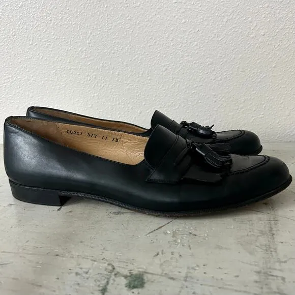Salvatore Ferragamo leather loafers Kiltie tassel preppy black dress shoes 10 B
