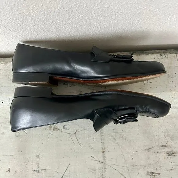 Salvatore Ferragamo leather loafers Kiltie tassel preppy black dress shoes 10 B