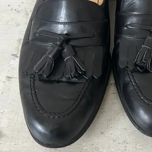 Salvatore Ferragamo leather loafers Kiltie tassel preppy black dress shoes 10 B