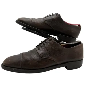 Salvatore Ferragamo Mens 10 Cap Toe Derby Oxford Shoes Pebbled Leather Dress