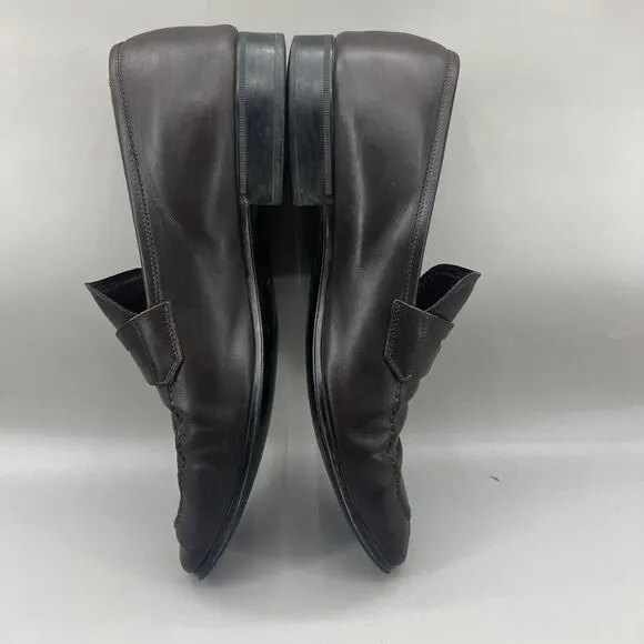 Salvatore Ferragamo Penny Loafers Men Size 9 EE Brown Leather Slip On Low Shoes