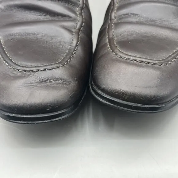 Salvatore Ferragamo Penny Loafers Men Size 9 EE Brown Leather Slip On Low Shoes