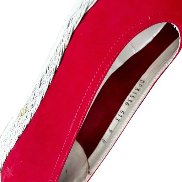 Salvatore Ferragamo Red Suede Espadrilles Shoes size 9 GUC