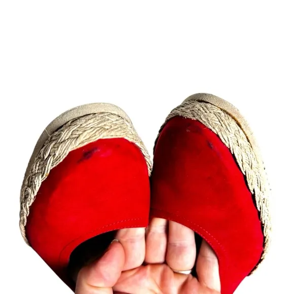 Salvatore Ferragamo Red Suede Espadrilles Shoes size 9 GUC