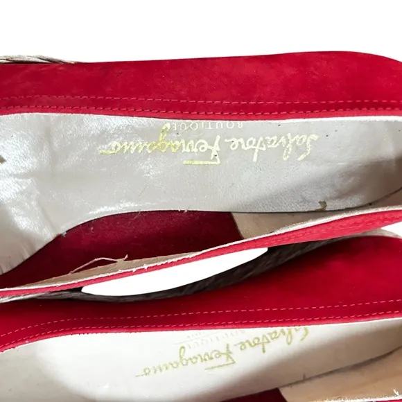 Salvatore Ferragamo Red Suede Espadrilles Shoes size 9 GUC