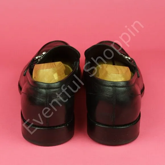 Salvatore Ferragamo Shoes Mens 10 D Black Gancini Leather Bit Dress Loafers