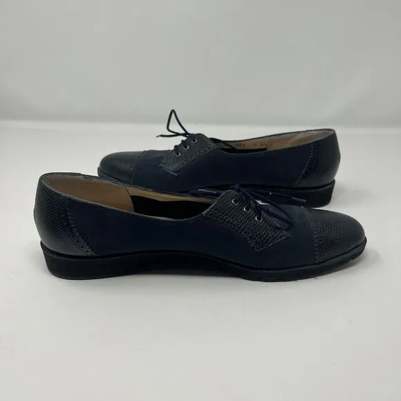 Salvatore Ferragamo Women's Lace Up Black Leather Oxford Shoes Size 7.5 2A