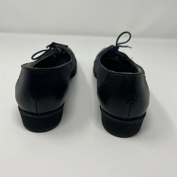 Salvatore Ferragamo Women's Lace Up Black Leather Oxford Shoes Size 7.5 2A