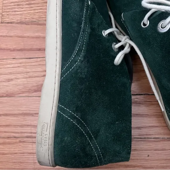 Salvatore Ferragamo World &quot;Rico&quot; green Suede Chukka Boots Shoes Men's