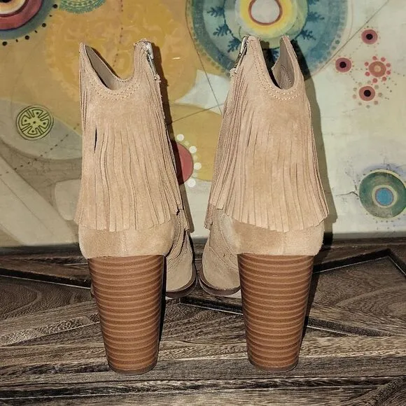 Sam Edelman Benjie Brown Suede Carmel Zipper Heeled Ankle Booties Size 9.5