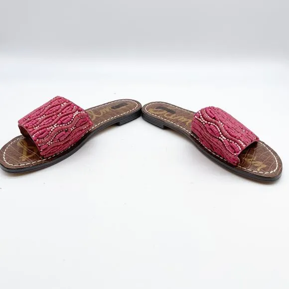 Sam Edelman Gunner Mini Girls Sandal Pink Brown Beaded Detail Size 3