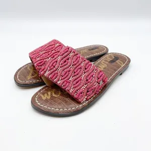 Sam Edelman Gunner Mini Girls Sandal Pink Brown Beaded Detail Size 3