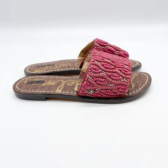 Sam Edelman Gunner Mini Girls Sandal Pink Brown Beaded Detail Size 3
