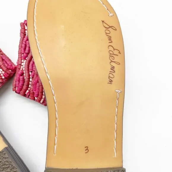 Sam Edelman Gunner Mini Girls Sandal Pink Brown Beaded Detail Size 3