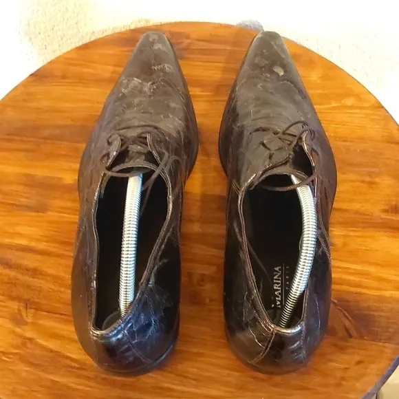 San Marina Men's Black/Silver Marbled Leather Oxford Dress Shoes Formal Sz.11
