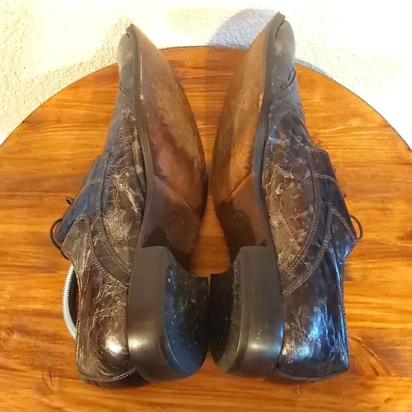 San Marina Men's Black/Silver Marbled Leather Oxford Dress Shoes Formal Sz.11