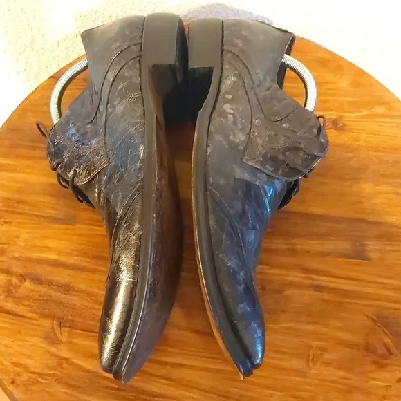 San Marina Men's Black/Silver Marbled Leather Oxford Dress Shoes Formal Sz.11