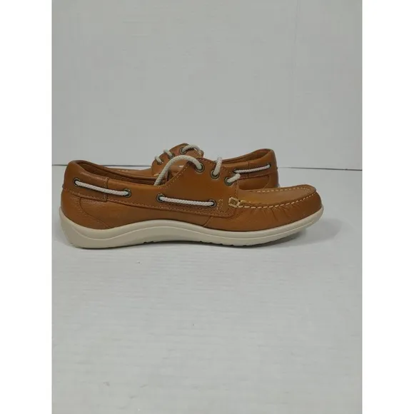 SAS Catalina Boat Deck Sandstone Brown Leather Womens Sz 9  Shoes USA Made