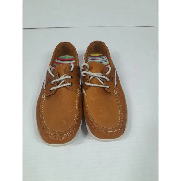 SAS Catalina Boat Deck Sandstone Brown Leather Womens Sz 9  Shoes USA Made