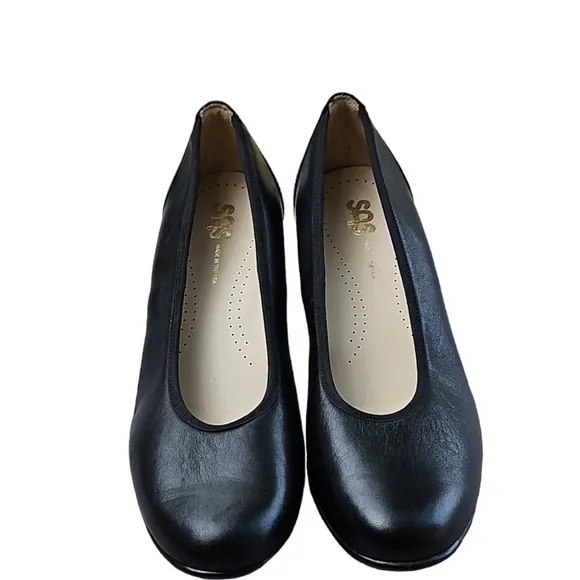 SAS Milano Black Leather Classic Pumps Heels Shoes Comfort USA Womens Si…