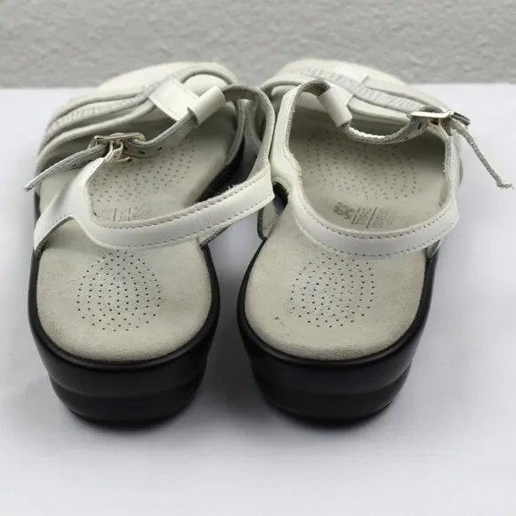 SAS Tripad Comfort‎ Duo White Leather Wedge Slingback Strappy Sandals Size 8M