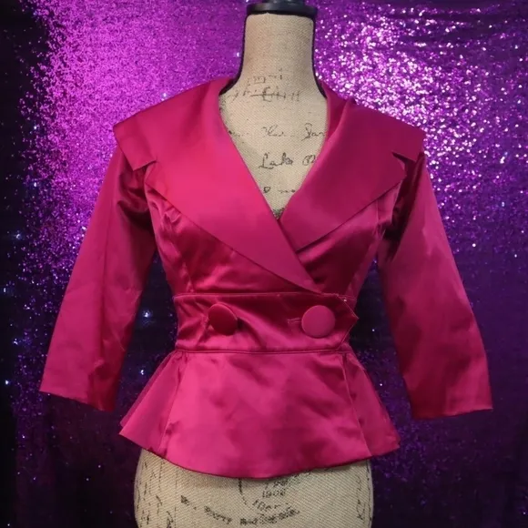 SATIN JACKET 2 Hot Pink Trashy Diva Courtney Pin Up Formal Retro Fuchsia Wedding