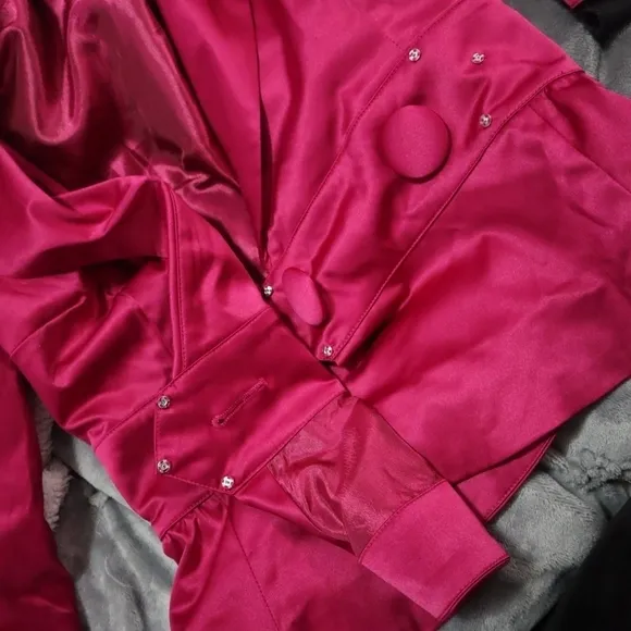 SATIN JACKET 2 Hot Pink Trashy Diva Courtney Pin Up Formal Retro Fuchsia Wedding